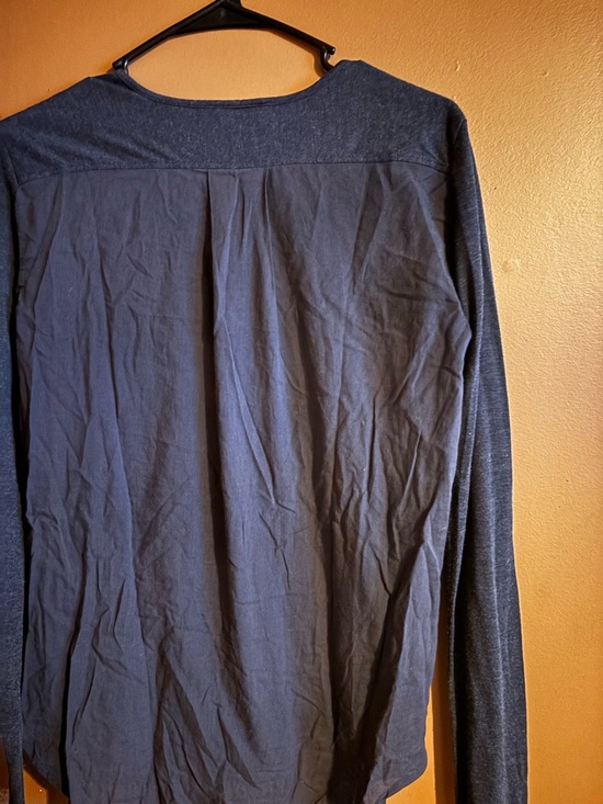 Theory Heathered Blue Long-Sleeve Layered Hem Tee - Picture 5 of 7